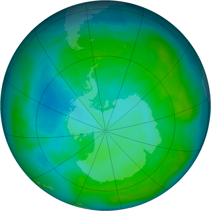 Antarctic ozone map for 26 December 2013